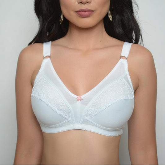 0900607 Bra sin varillas en algodón con encaje