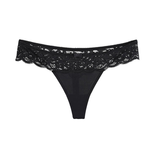 1001161 Tanga con encaje en cintura y detalle de moño.